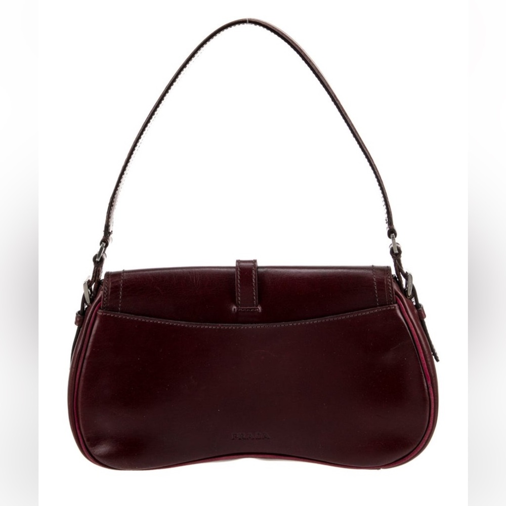 Prada Vitello Leather Shoulder Bag in Burgundy - Picture 4 of 6